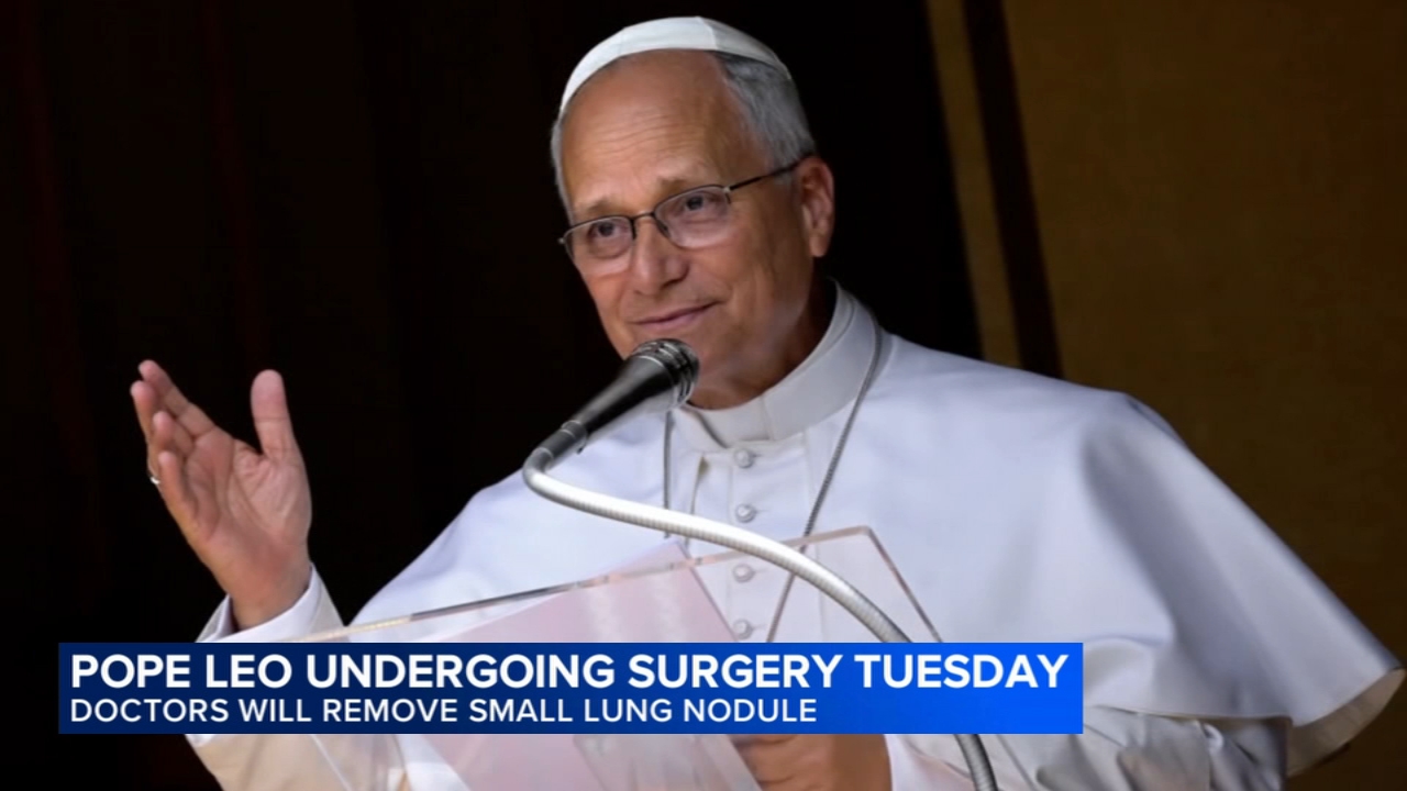 Pope Leo heads to hospital ahead of surgery to remove lung nodule

       — ABC 7 Bay Area, Atherton Health news
