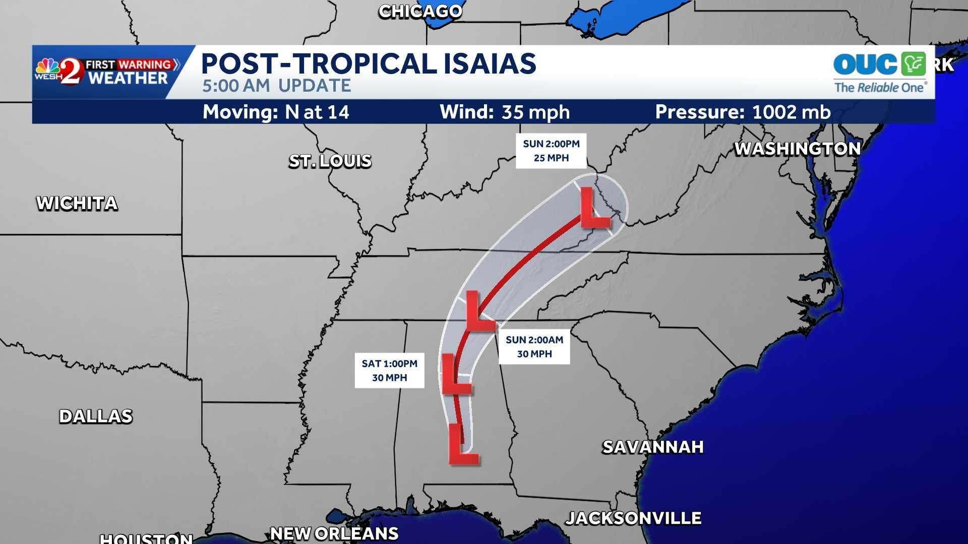 Post-tropical cyclone Isaias: Maps, spaghetti models — WESH 2 Orlando